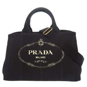 PRADA Black Canvas Shoulder Bag